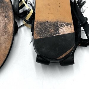 Valentino Garavani Native Black Leather Ostrich Feather Trim Sandal 37/US 6.5. image 9