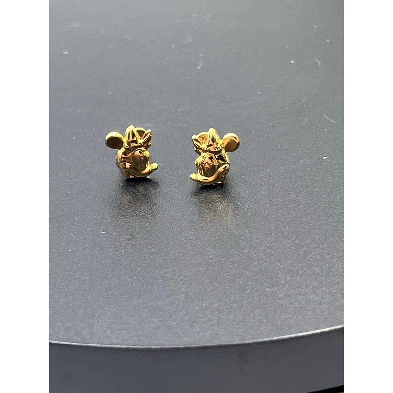 Disney DX 14K Yellow Gold Iconic Minnie Mouse Bow Small Delicate Stud Earrings image 8