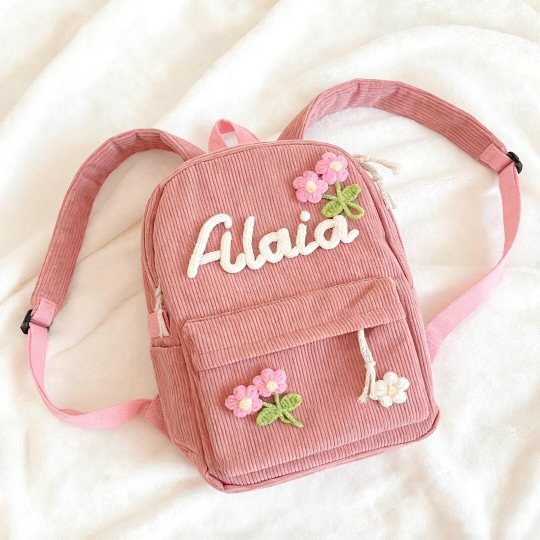 Personalized Corduroy Backpack Custom Name Embroidered School Bag ...