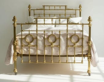 Benutzerdefinierte Messingbettrahmen | Viktorianisches Metallbett, antiker Eisenstil, Größe