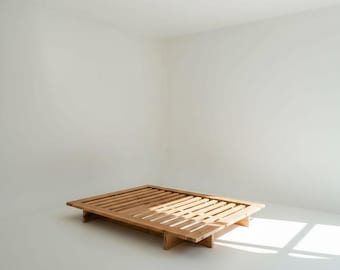 Massivholz-Platform Bettrahmen | Moderne minimalistische Japandi Schlafzimmermöbel
