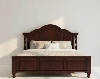 Benutzerdefinierte Massivholz Bettrahmen - Klassisches gewölbtes Kopfteil King Queen Bett - Handgefertigt auf Bestellung