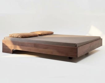 Massivem Hartholz-Platform Bettrahmen | Modernes minimalistisches Floating-Design