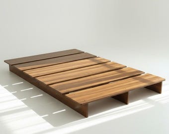 Massivholz Podest | Japanischer minimalistischer Rahmen, Zen-Schlafzimmermöbel