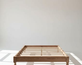 Massivholz-Platform Bettrahmen | Handgefertigtes minimalistisches Bett mit niedrigem Profil, kein Boxspring erforderlich