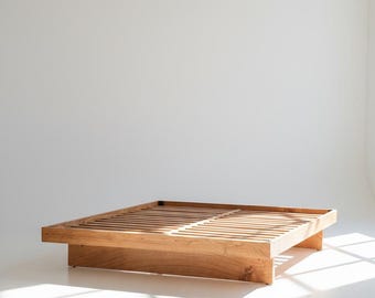 Massivholz-Platform Bettrahmen | Unauffälliger Japandi-Stil, handgefertigte Luxusbasis