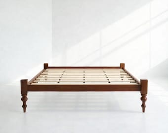 Solid Wood Indian Style Platform Bed Frame | Modern Minimalist custom size bed | King size and Queen size