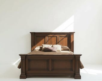 Benutzerdefinierte Massivholzplatte Bett - Rechteckiger Rahmen König Königin - Handgemachtes Luxuszustandsbett