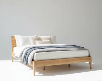 Massivholz Podest | Moderner minimalistischer Japandi-Rahmen | Handgefertigte Natural Finish Möbel