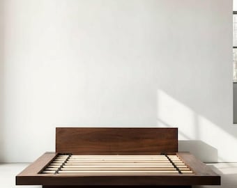 Massivholz Podest | Japandi Minimalistischer schwimmender Hartholzrahmen (Spezialanfertigungen erhältlich)