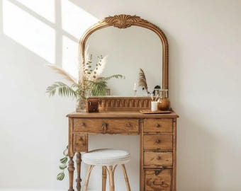 Handgefertigte Mango Holz Bauernhaus Kommode mit Spiegel | Vintage Schminktisch