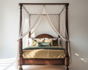 Individuell geschnitztes Massivholz-Himmelbett |  Luxus 4 Posterrahmen | Handgefertigte Classic King Queen