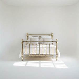 Estructura de cama victoriana de latón a medida / Cama de metal antiguo, tamaño Queen/King