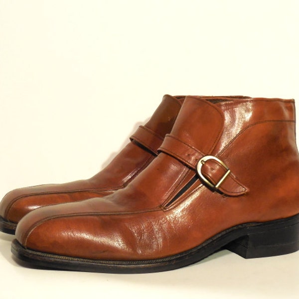 Vintage 70s Men's 9 Brown Hytest Steel Toe Ankle Boots