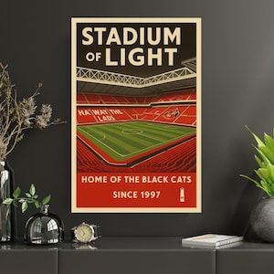 Sunderland AFC Poster – Stadium of Light Football Wall Art, Black Cats Fan Gift, Premier League Decor