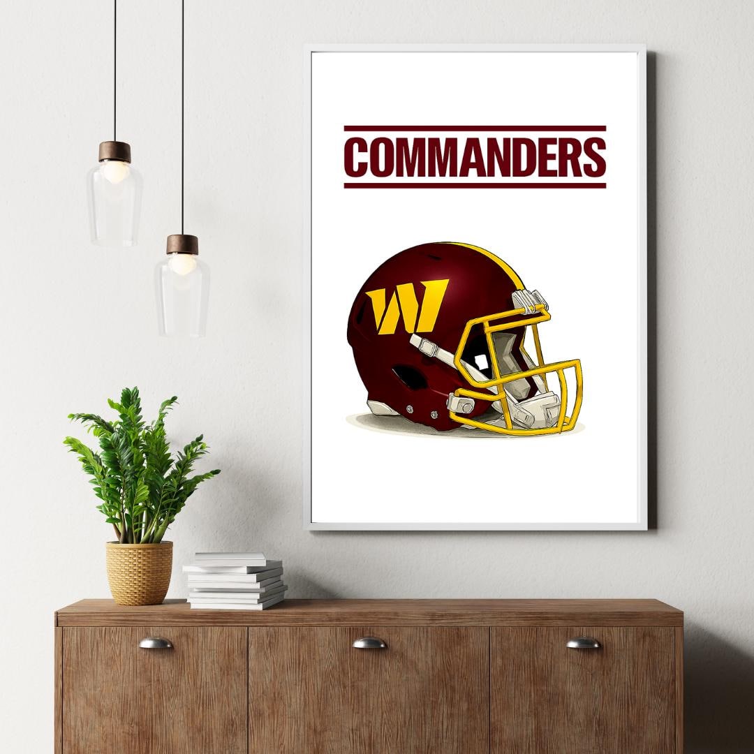 Commanders Decor Washington Commanders Helmet Poster – Modern NFL Wall Art, Commanders ...