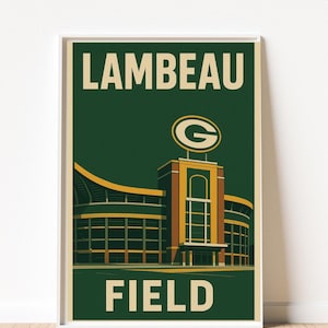 Poster Green Bay Packers – oeuvre d&#39;art murale Lambeau Field NFL, impression football, cadeau de fan des Packers, décoration sport