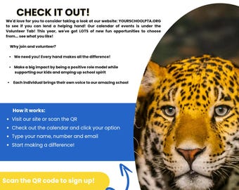 Anpassbare Canva PTO PTA Volunteer Flyer Vorlage Digitaler Download