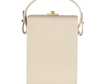 Schicke trendige beige Leder Designer-Handtasche, strukturierte Luxus-Silhouette-Umhängetasche, Crossbody-Geldbeutel mit oberem Griff, luxuriöse Damentasche