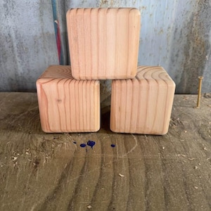 Sanded Wood Craft Cubes 3.5&quot; with Rounded Edges - Pack of 10