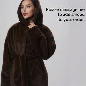 Chocolate Brown Faux Fur Coat – Oversized Luxury Winter Coat, Old Money Style Outerwear for Women, Women's Fluffy Long Wrap, XS-S-M-L-XL image 11