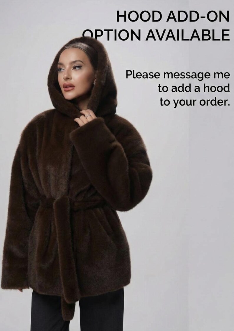 Chocolate Brown Faux Fur Coat – Oversized Luxury Winter Coat, Old Money Style Outerwear for Women, Women's Fluffy Long Wrap, XS-S-M-L-XL image 11