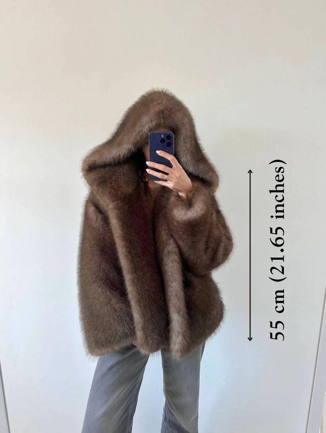 レディースブラウンファーコート｜冬用ショートファージャケット