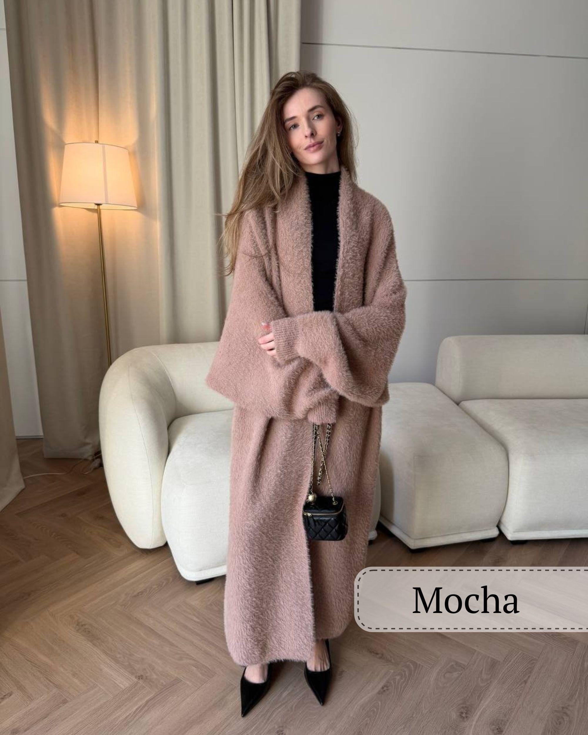Gray Long Alpaca Wool Cardigan, Maxi Oversized Knit Coat, Belted