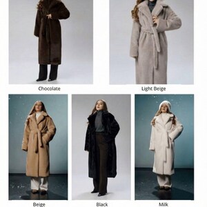 Chocolate Brown Faux Fur Coat – Oversized Luxury Winter Coat, Old Money Style Outerwear for Women, Women's Fluffy Long Wrap, XS-S-M-L-XL image 4