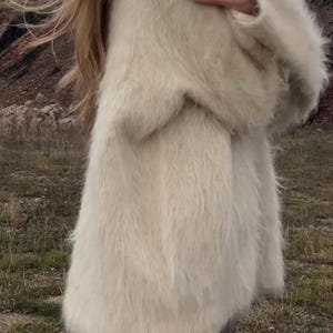 Suri Alpaca Sweater Oversized Fluffy Jumper Soft Beige Pullover Slouchy Winter Top Cozy Maternity Friendly Knitwear