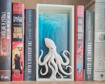 Rincón de libros con forma de pulpo: decoración náutica para estanterías y detalles para el hogar, sujetalibros que brilla en la oscuridad