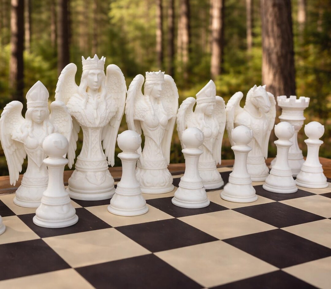 Аngel Chess Set - 16 Fantasy Chess Pieces, Modern Chess Set, Celestial ...
