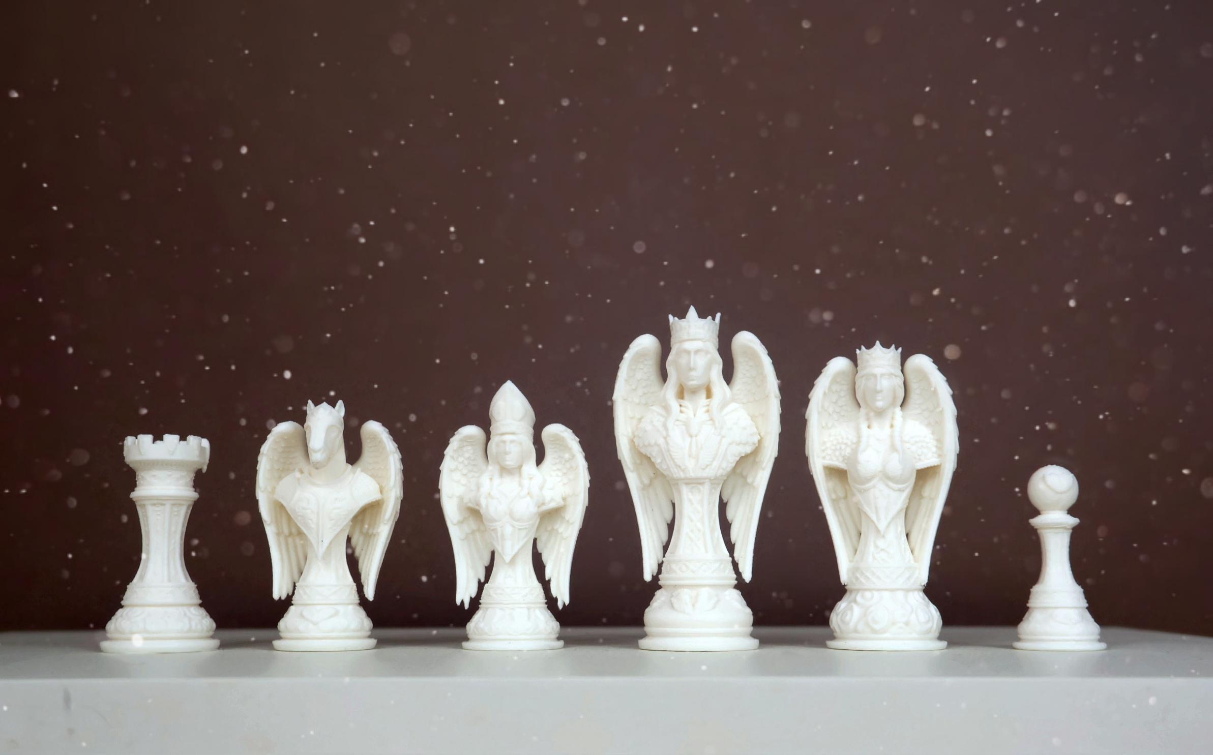 Angels Chess Set - 32 Fantasy Chess Pieces, Modern Christian Chess Set ...