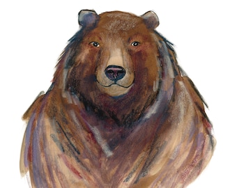 High quality original A3 art print wall decor The Grizzly Bear