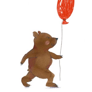 Post cards set of 5 with Teddy bear, red balloon, yoga, cup of tea image 2