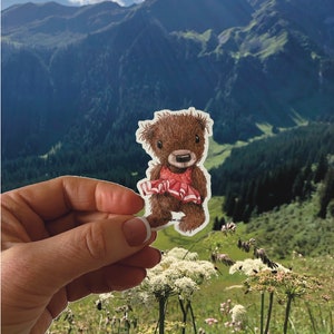 Sticker en vinyle représentant l'ours en peluche Aya