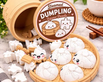 Steamed Dumpling Jigsaw Puzzle 3D Printed | Kawaii Fidget Toy | Food Gift | Desk Toy & Unique Decoration