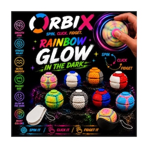 Orbix Fidget Spinner | Rainbow Glow Sensory Desk Toy (Glow in the Dark)