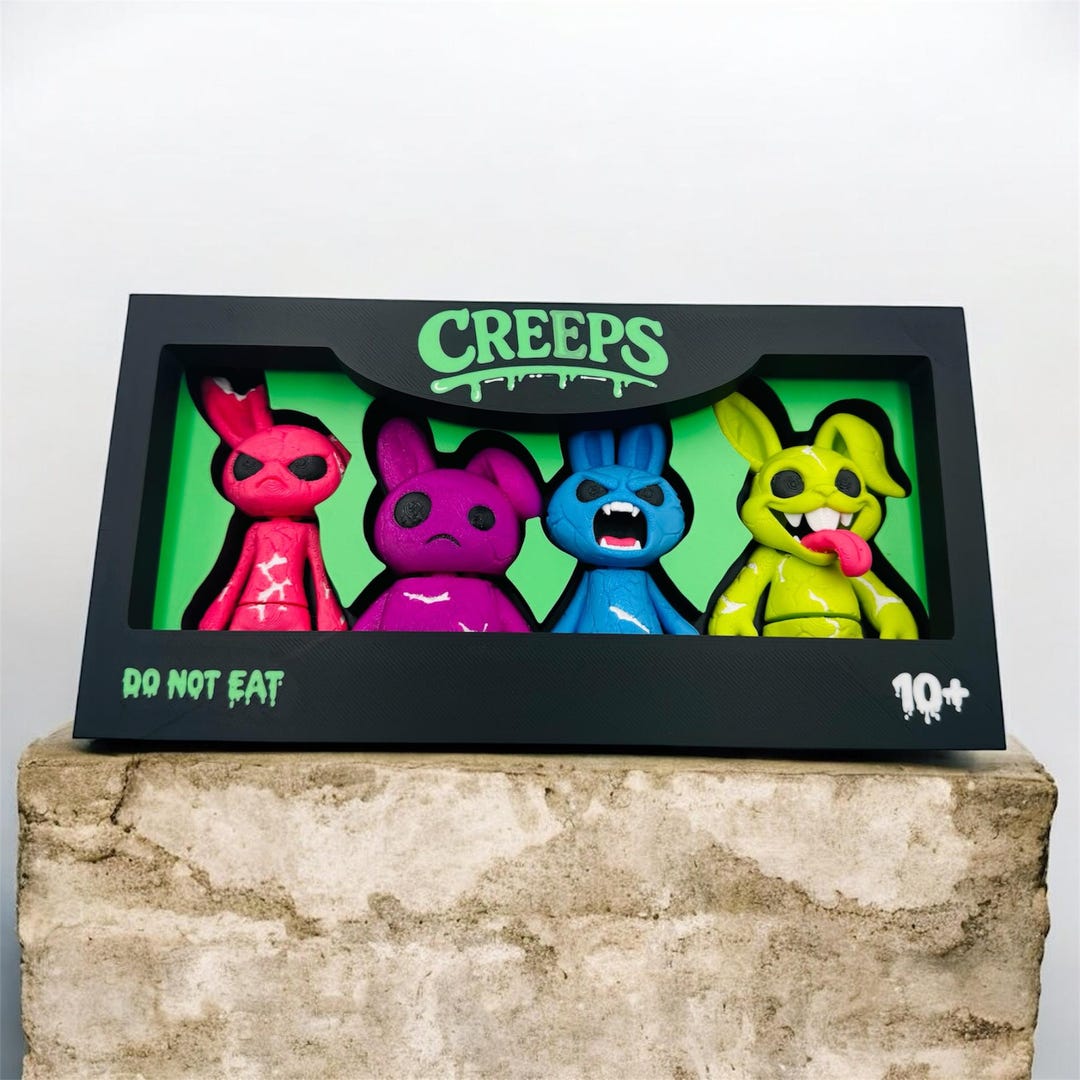 Creepy Monster Set | 3D Printed Figures | Horror Toy Display Box ...