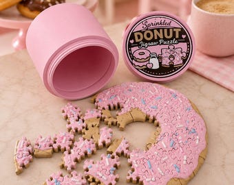 3D Printed Donut Jigsaw Puzzle | Chocolate Chip Cookie Gift | Dessert Fidget Puzzle | Cute Home Decor