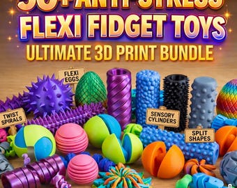 50+ Anti-Stress Flexi Twisty Fidget Toys STL Bundle | Articulated 3D Print Files | STL & 3MF | Commercial Use | Instant Download