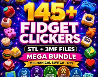 145+ Fidget Clicker STL and 3MF Bundle, Mechanical Switch Toy 3D Print Files