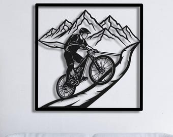 Décoration murale en métal pour vélo de montagne : décoration de sports d'aventure