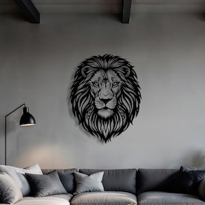 Lion Head Metal Wall Art, Majestic Lion Decor, Animal Sculpture