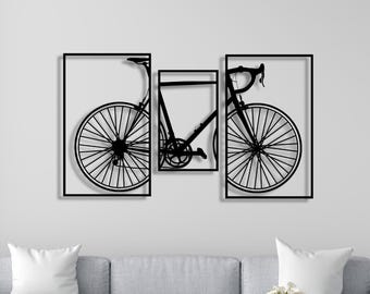 Metal Bicycle Wall Art: Modern Cycling Sculpture, Sporty Home Decor