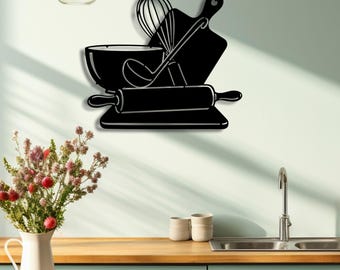 Modern Chef Metal Wall Art: Kitchen Restaurant Cafe Decor
