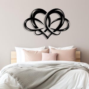 Decorazione in metallo a forma di cuore infinito intrecciato, romantica decorazione rossa da appendere sopra il letto, ideale come regalo di anniversario.