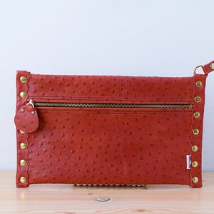 Leather clutch,red leather purse,leather purse bag,ostrich leather clutch,red handbag,leather clutches,red leather bag,leather clutch red image 2