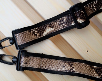 Snake strap,leather straps,leather replacement,crossbody straps,replacement strap,leather purse strap,nylon strap,brown leather strap