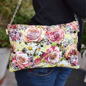 Leather bag,leather clutch, leather purse,flowers clutch,printed clutch,printed leather,patent leather clutch,yellow leather clutch image 1